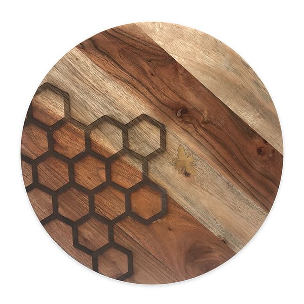 culinary concepts Round Wooden Bee Board