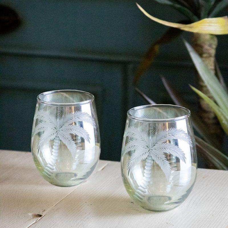 Culinary Concepts Set Of Two Palm Etched Glasses