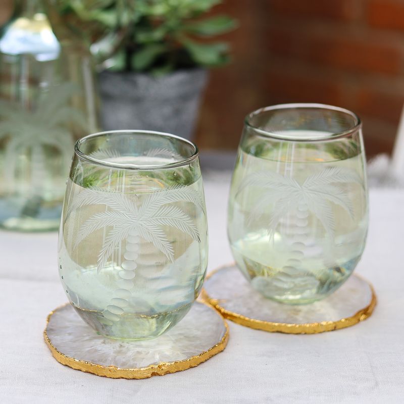 Culinary Concepts Set Of Two Palm Etched Glasses