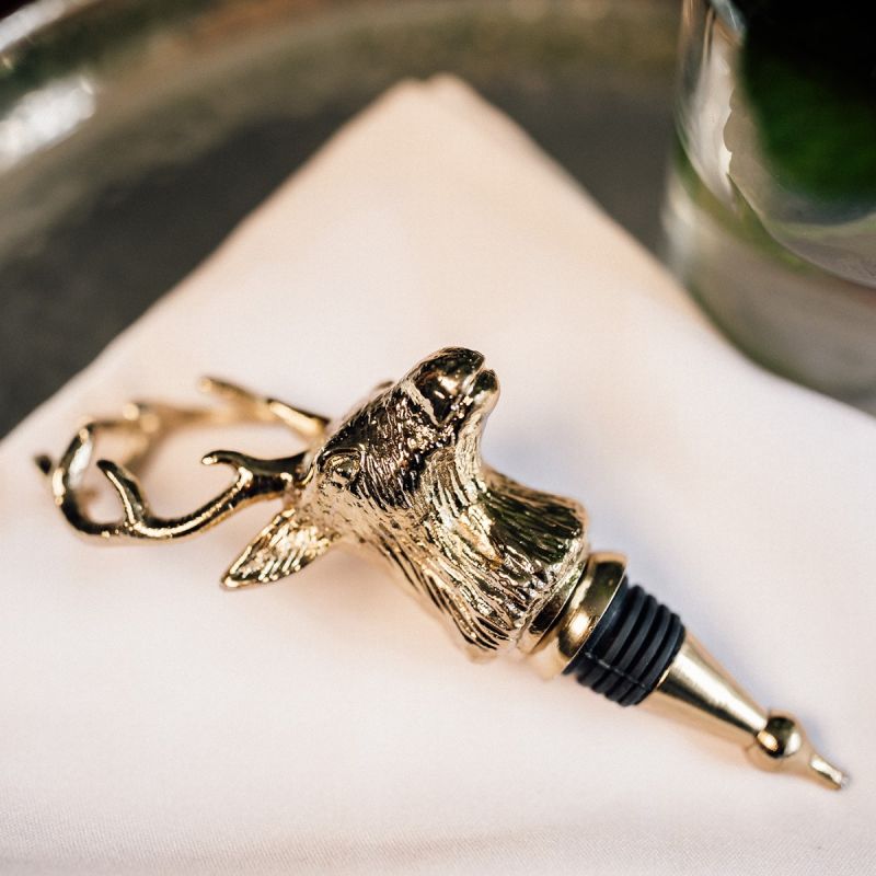 Culinary Concepts Stag Bottle Stopper - Gold Finish