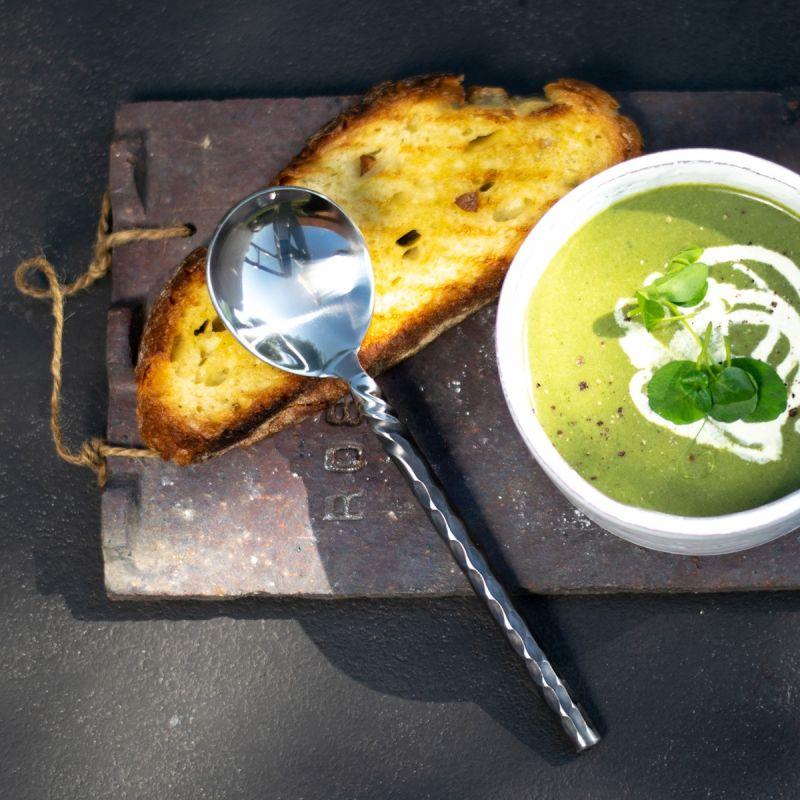 Culinary Concepts Unpolished Twist Neck Soup Spoon