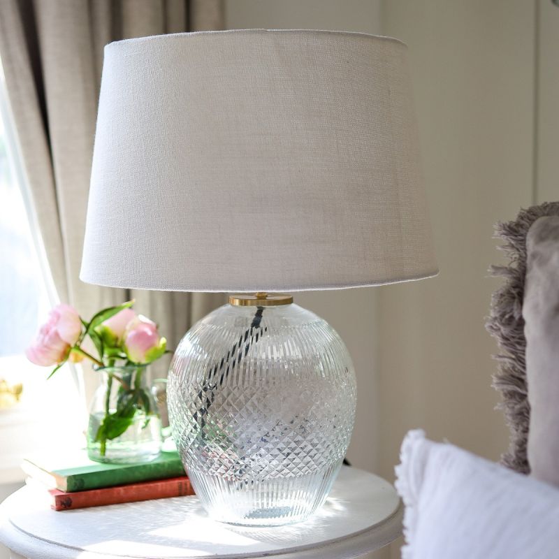 Culinary Concepts Diamond Glass Bud Table Lamp With White Shade