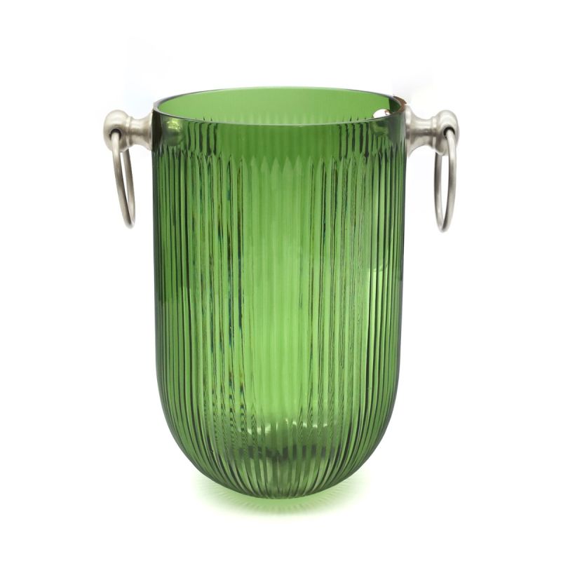 culinary concepts Emerald Glass Wine Cooler with Metal Handles