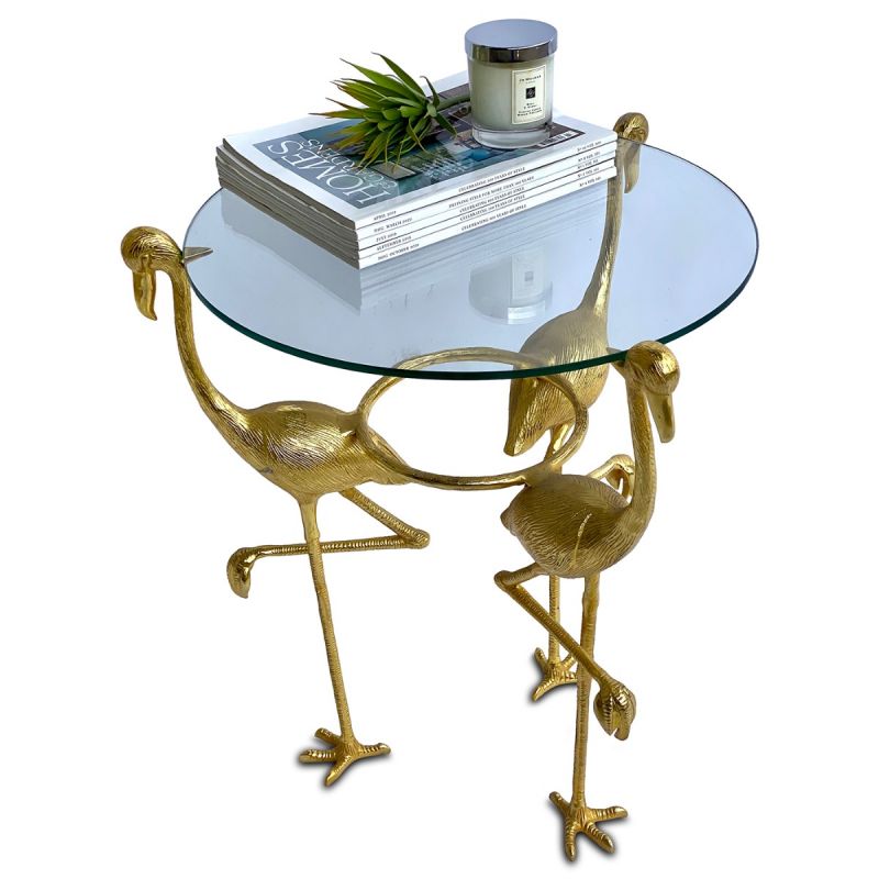 Culinary Concepts Flamingo Glass Top Side Table | EX DISPLAY | COLLECTION ONLY