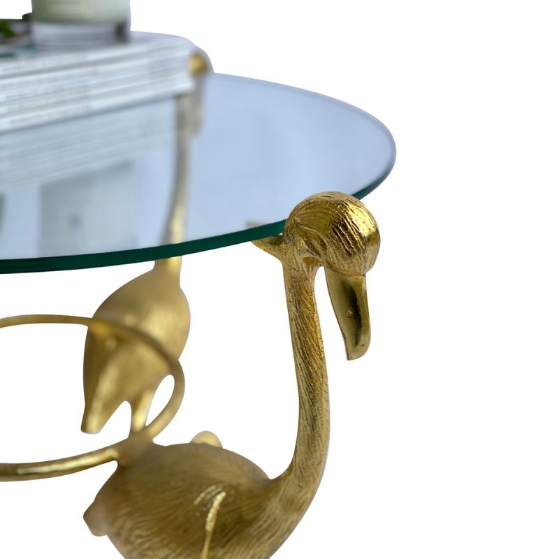Culinary Concepts Flamingo Glass Top Side Table | EX DISPLAY | COLLECTION ONLY
