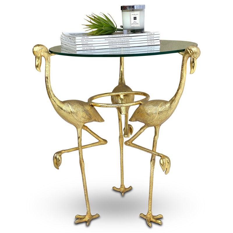 culinary concepts Flamingo Glass Top Side Table | EX DISPLAY | COLLECTION ONLY