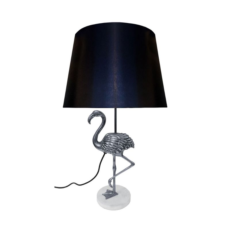 culinary concepts Flamingo Table Lamp with Black Shade - Silver Finish