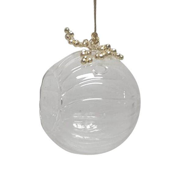 culinary concepts Fluted Glass Hanging Tea Light Decoration with Gold Wire Flower