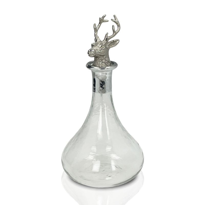 culinary concepts Glass Ships Decanter with Nickel Finish Stag Stopper