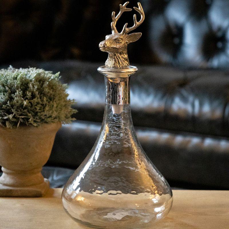 Culinary Concepts Glass Ships Decanter With Nickel Finish Stag Stopper
