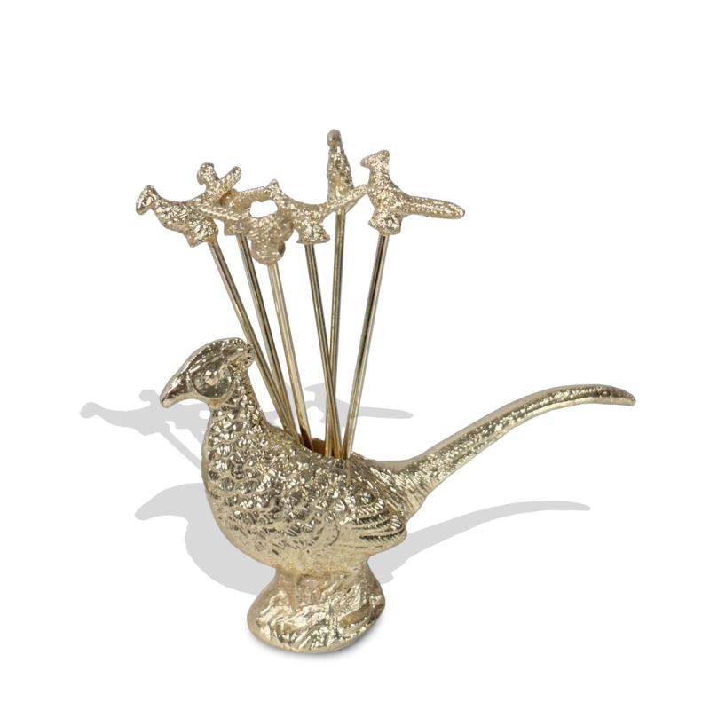 culinary concepts Gold Pheasant Cocktail Picks and Holder
