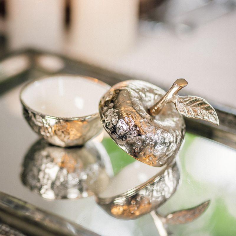 Culinary Concepts Golden Apple Trinket Dish With White Enamel