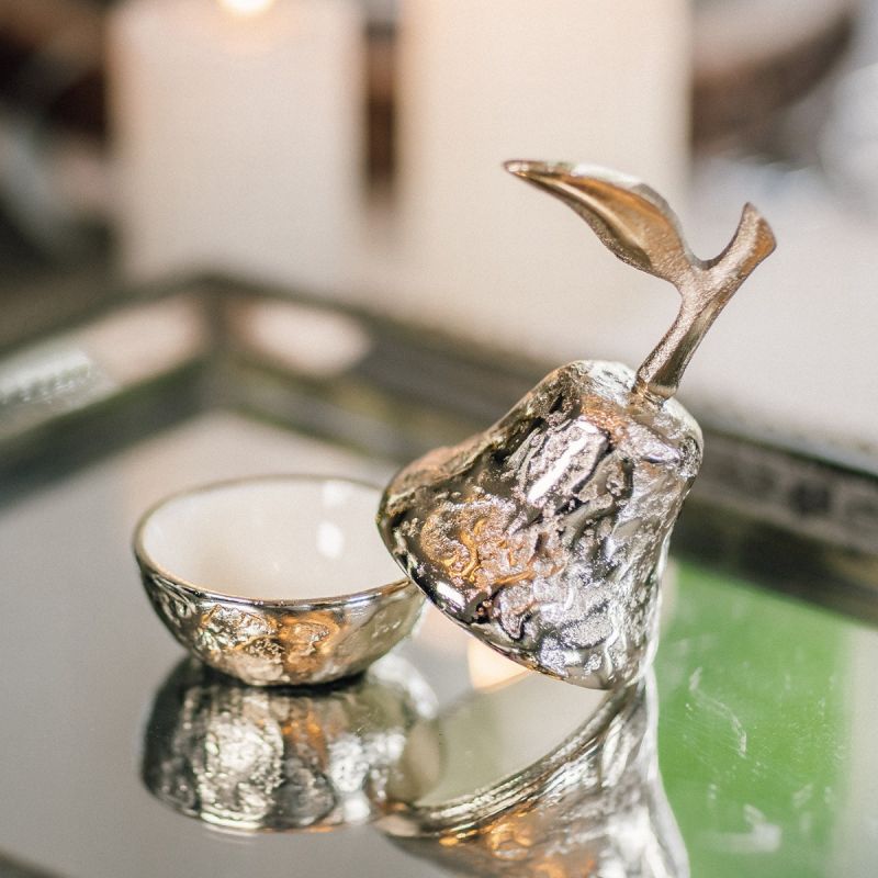 Culinary Concepts Golden Pear Lidded Trinket Dish With White Enamel