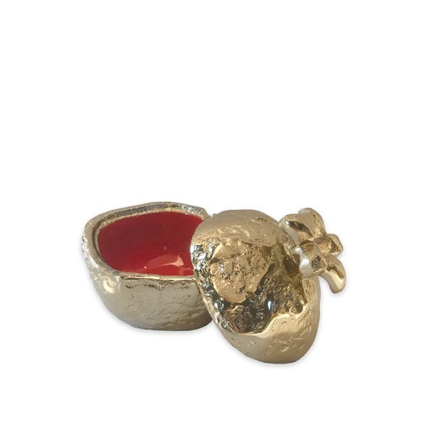 culinary concepts Golden Pomegranate Trinket Dish with Red Enamel