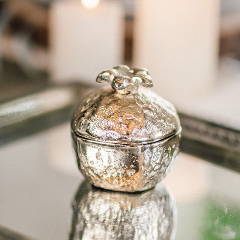 Culinary Concepts Golden Pomegranate Trinket Dish With Red Enamel