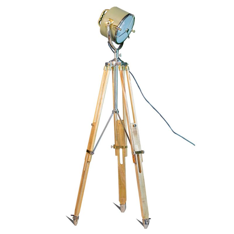 culinary concepts Green Beach House Floor Lamp on Natural Wooden Tripod