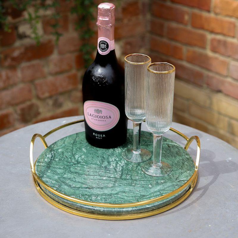 Culinary Concepts Green Marble Tray With Gold Handle