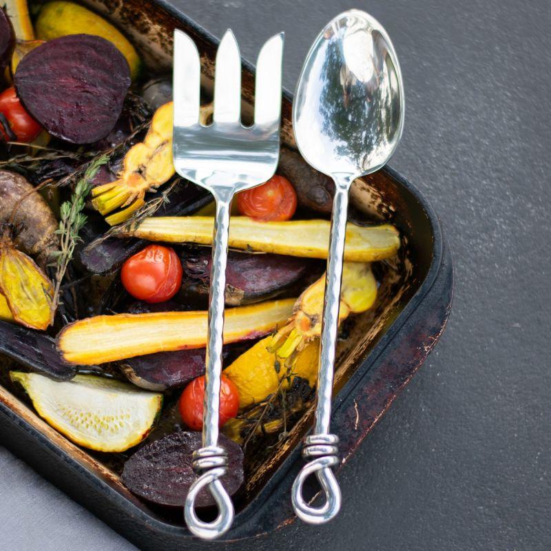 Culinary Concepts Hammered Knot Medium Salad Servers | HANDMADE TO ORDER