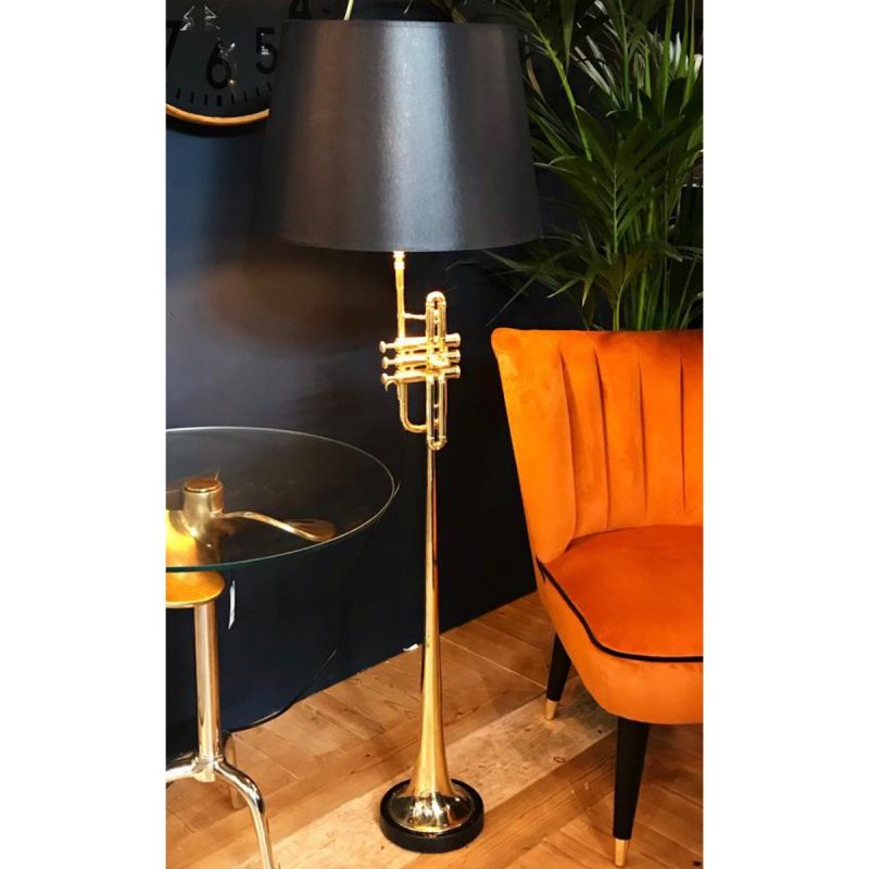 Culinary Concepts Herald Trumpet Floor Lamp With Black Shade