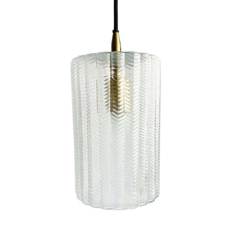 culinary concepts Herringbone Glass Cylindrical Pendant