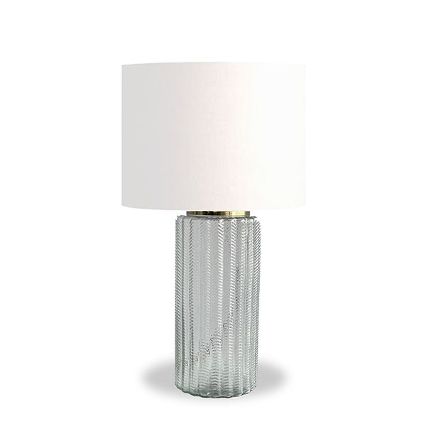 culinary concepts Herringbone Glass Cylindrical Table Lamp with White Shade