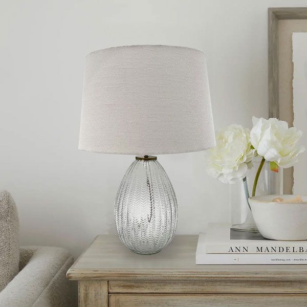 culinary concepts Herringbone Glass Droplet Table Lamp with White Shade