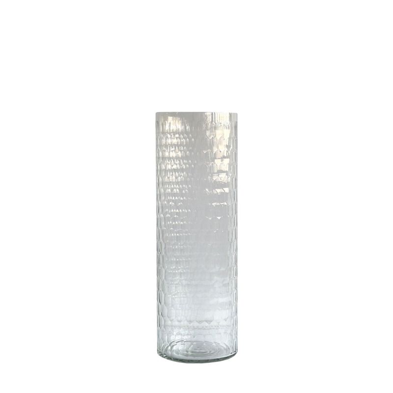 culinary concepts Honeycomb Handcut Large Glass Cylindrical Vase - Clear