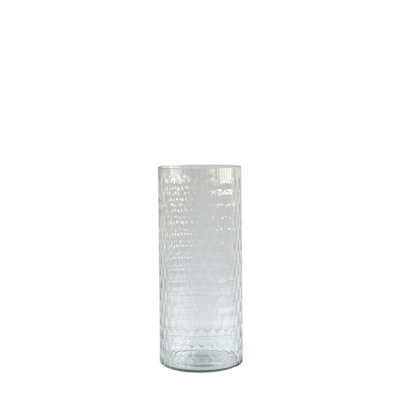 culinary concepts Honeycomb Handcut Small Glass Cylindrical Vase - Clear
