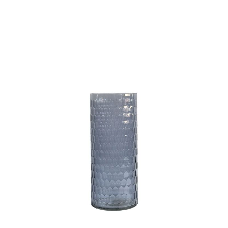 culinary concepts Honeycomb Handcut Small Glass Cylindrical Vase - Smoke