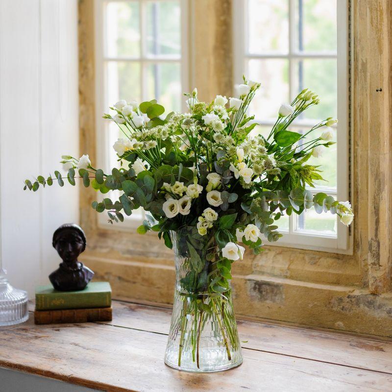 Culinary Concepts Honeycomb Handcut Small Glass Trumpet Vase - Clear