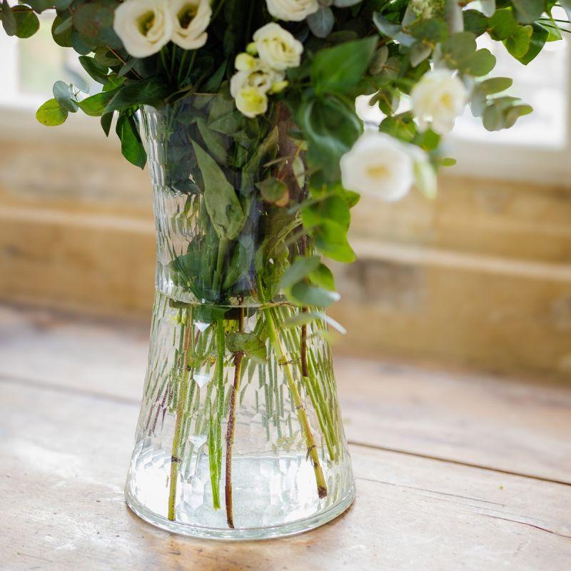 Culinary Concepts Honeycomb Handcut Small Glass Trumpet Vase - Clear