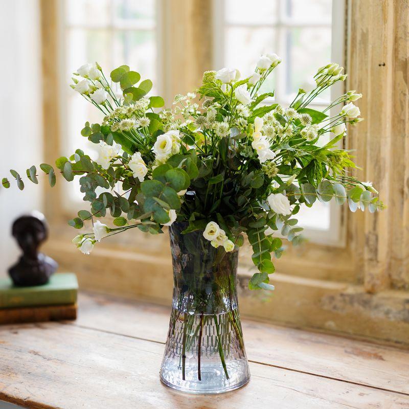 Culinary Concepts Honeycomb Handcut Small Glass Trumpet Vase - Smoke