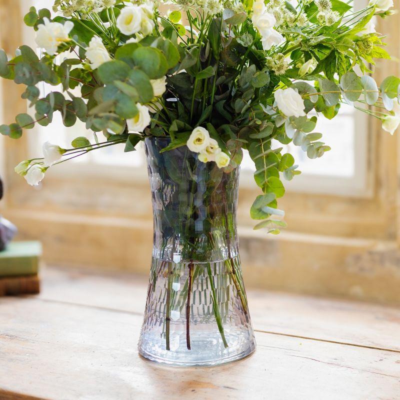 Culinary Concepts Honeycomb Handcut Small Glass Trumpet Vase - Smoke