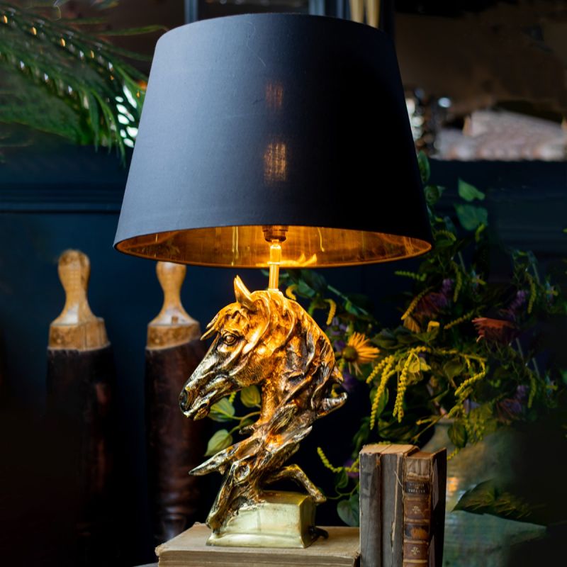 Culinary Concepts Horse Head Table Light - Gold Finish With Shade