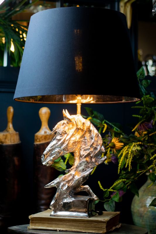 culinary concepts Horse Head Table Light -Silver Finish With Shade