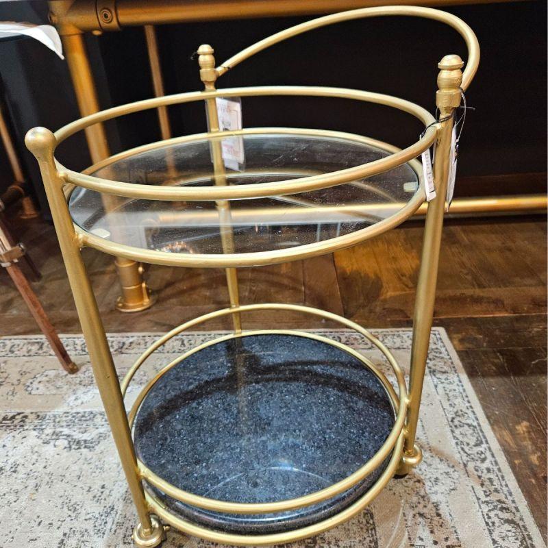 Culinary Concepts Kensington Two Tier Drinks Trolley – Antique Gold Finish| EX DISPLAY | COLLECTION ONLY