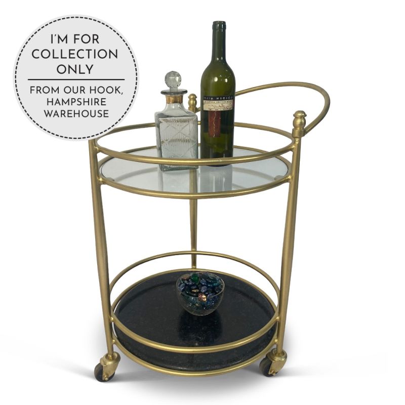 culinary concepts Kensington Two Tier Drinks Trolley – Antique Gold Finish| EX DISPLAY | COLLECTION ONLY