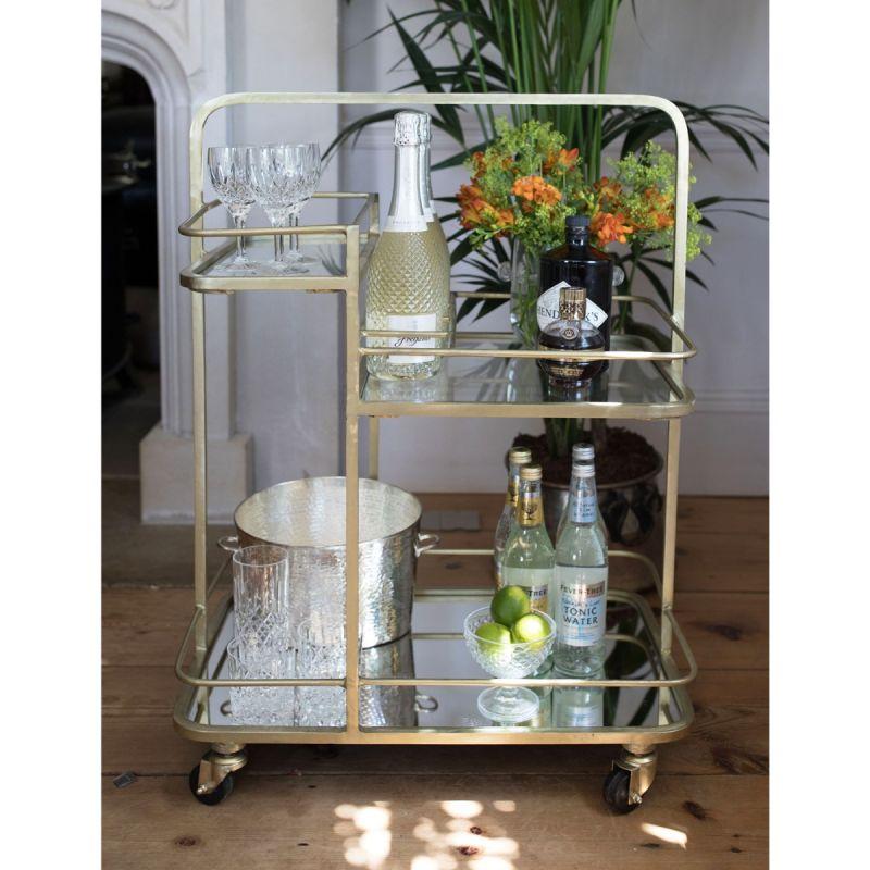Culinary Concepts Lanesborough Three Tier Drinks Trolley - Antique Gold Finish