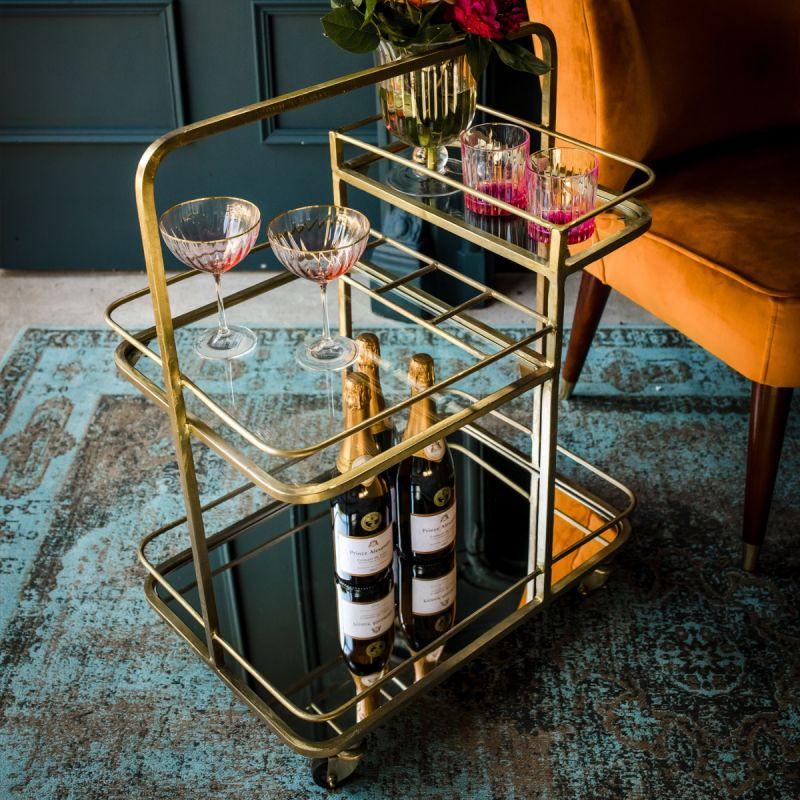 Culinary Concepts Lanesborough Three Tier Drinks Trolley - Antique Gold Finish