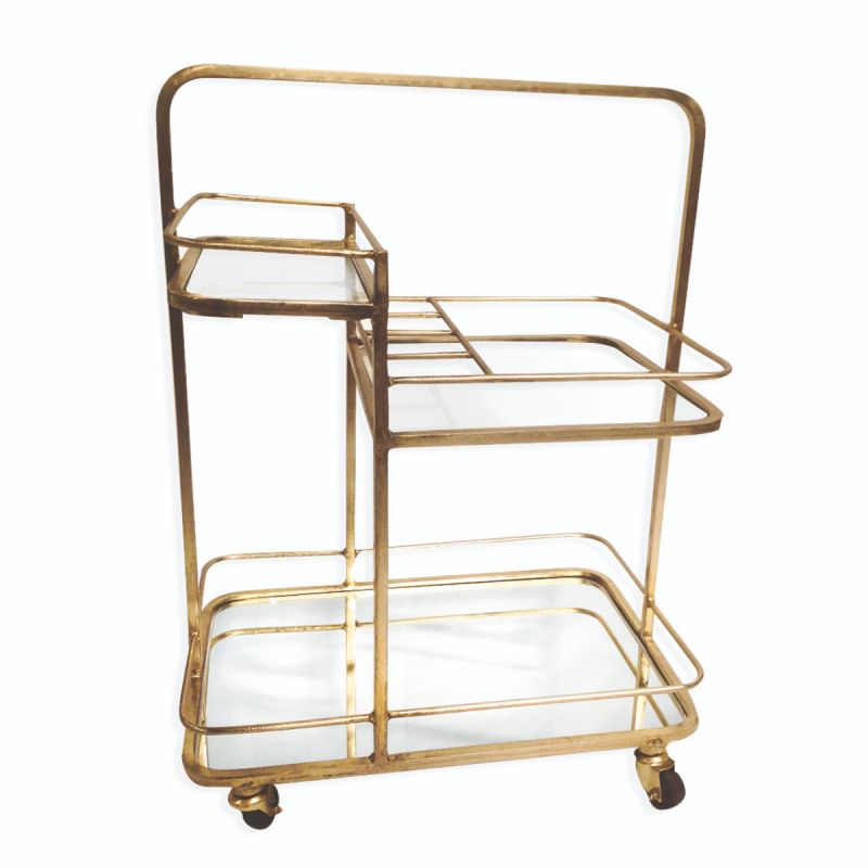 culinary concepts Lanesborough Three Tier Drinks Trolley - Antique Gold Finish