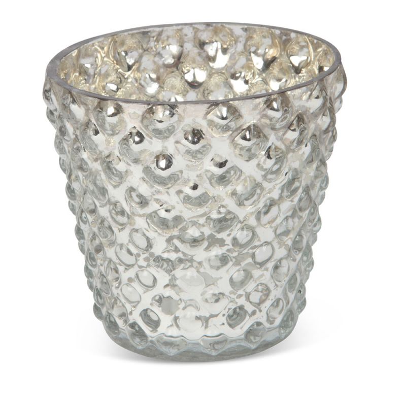 culinary concepts Large Antique Silver Mercury Glass Bubble Tea Light Holder