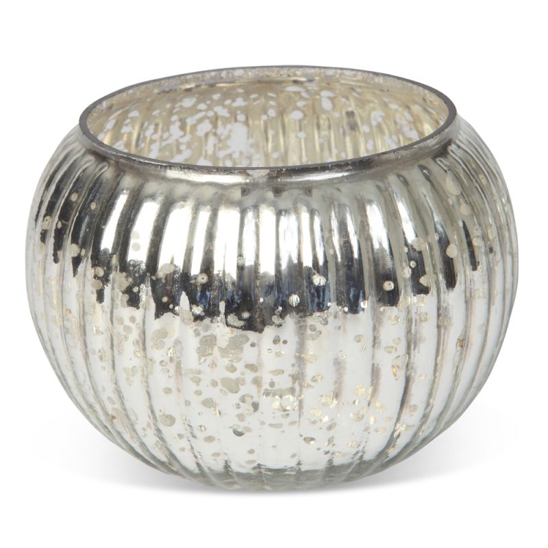 culinary concepts Large Antique Silver Mercury Glass Globe Tea Light Holder