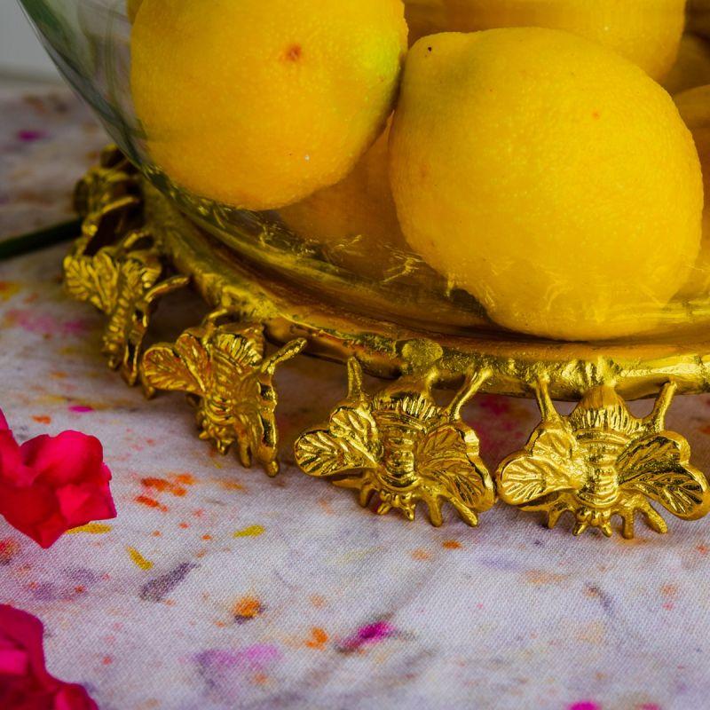 Culinary Concepts Large Bee Stand With Glass Bowl - Gold