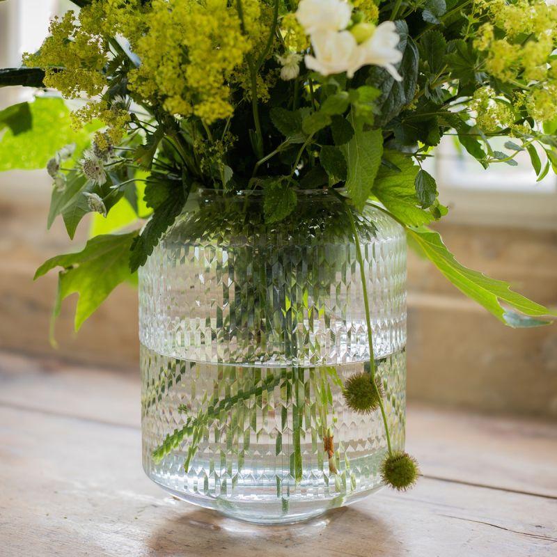 Culinary Concepts Large Clear Rice Handcut Glass Jar Vase