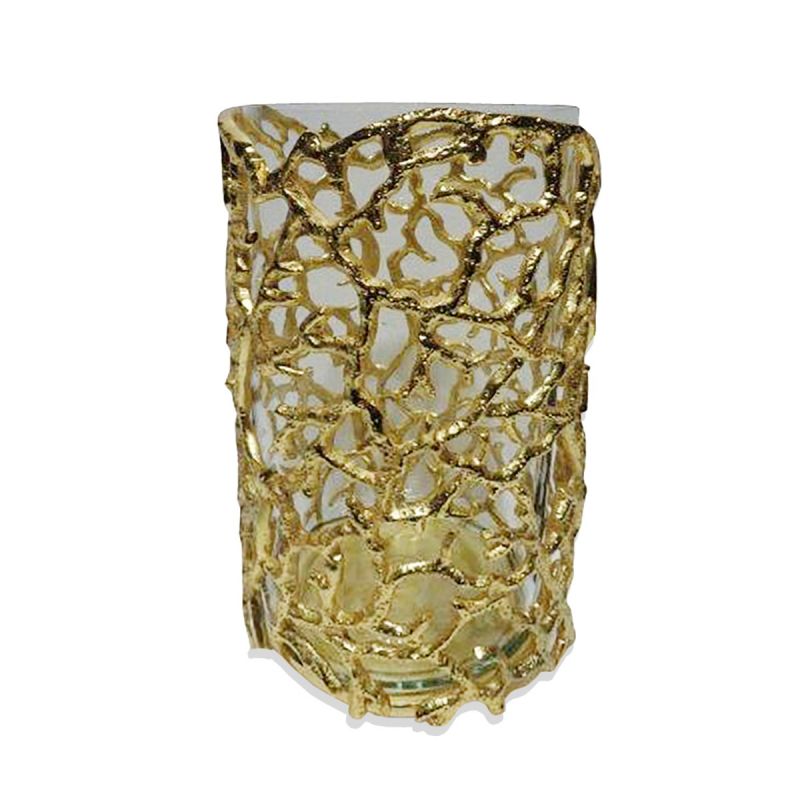 culinary concepts Large Coral Hurricane Lantern - Gold Finish