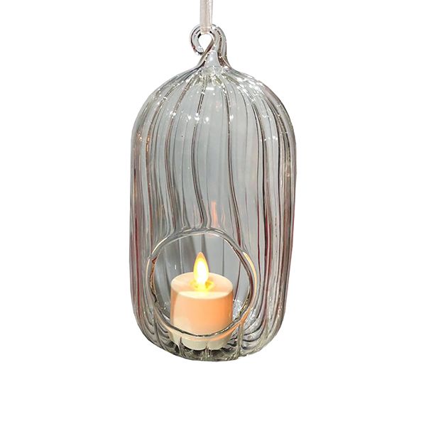 culinary concepts Large Fluted Dome Glass Tea Light Hanging Decoration
