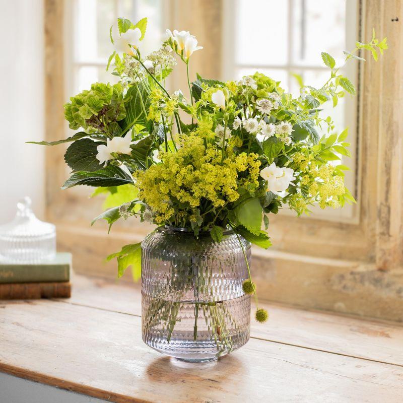 Culinary Concepts Large Smoke Rice Handcut Glass Jar Vase