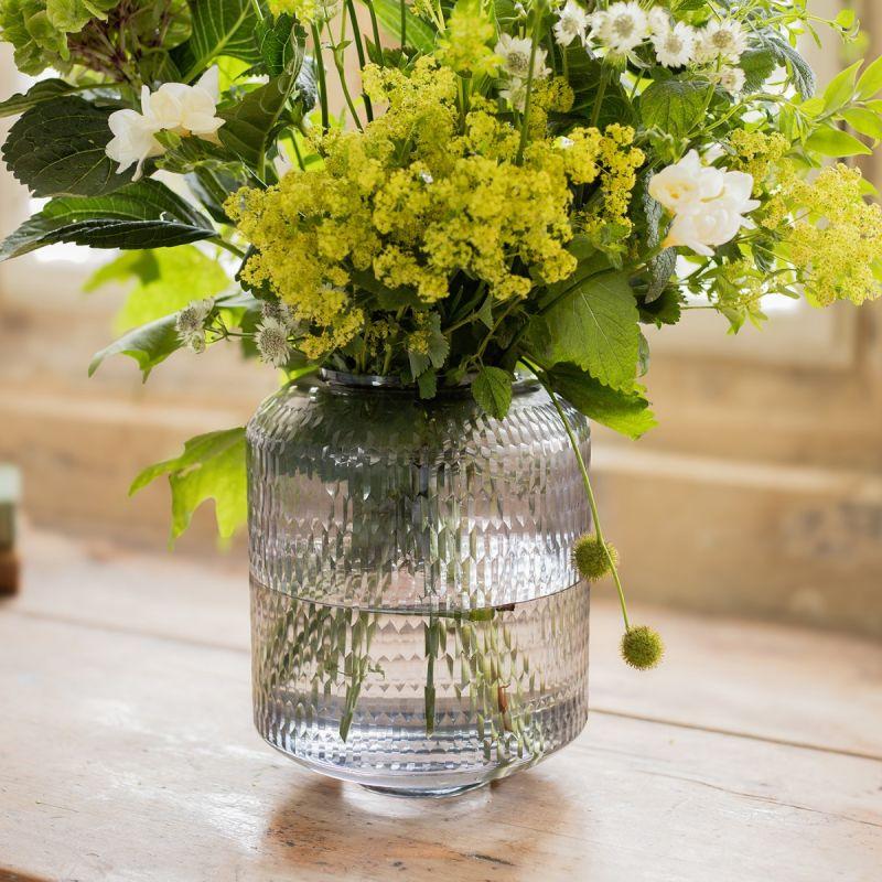 Culinary Concepts Large Smoke Rice Handcut Glass Jar Vase