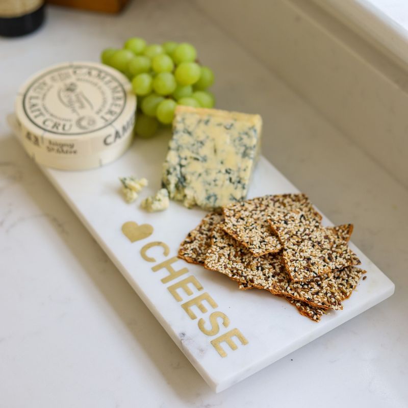 Culinary Concepts Marble Cheese Platter With Brass Heart & Cheese Design