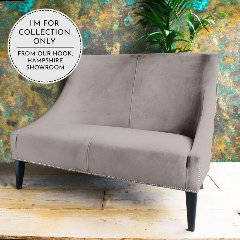 Culinary Concepts Marit Two-Seater Velvet Silver Grey Sofa With Studs | EX DISPLAY | COLLECTION ONLY